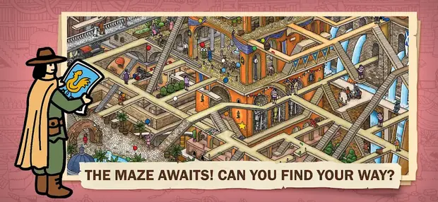 Hand-drawn city maze illustration from Labyrinth City