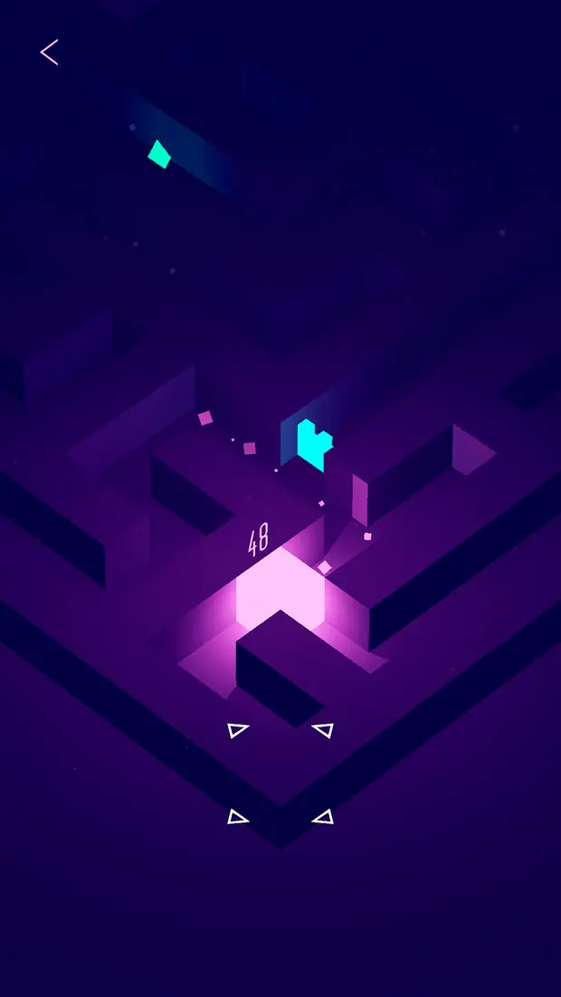 Violet chamber with floating crystals in Maze Dungeon