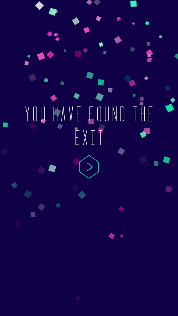 Exit screen with drifting particles in Maze Dungeon