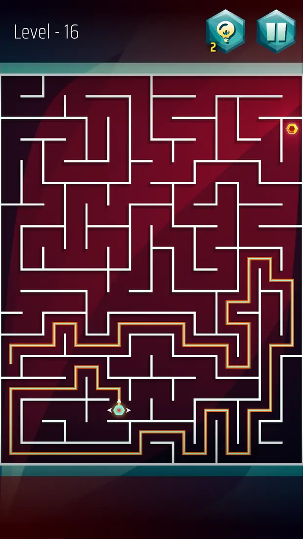 Dark red labyrinth level in Maze Go