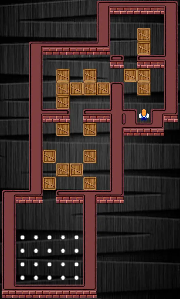Box-pushing chamber layout in Sokomon Boxman Classic